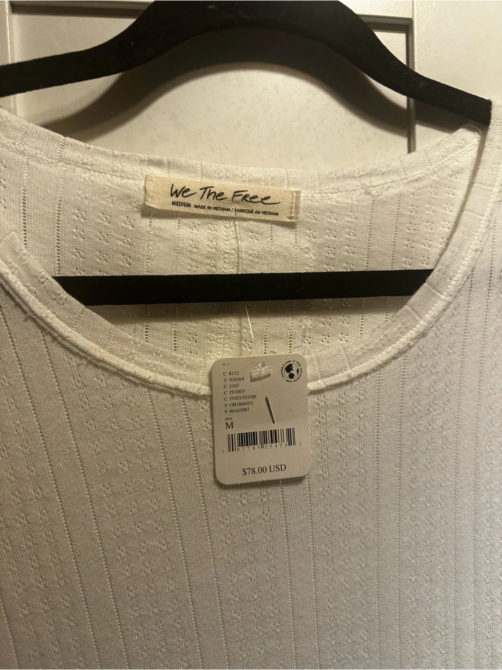 NWT FREE PEOPLE Tate Pointelle Tunic- Ivory Combo $78 MSRP
